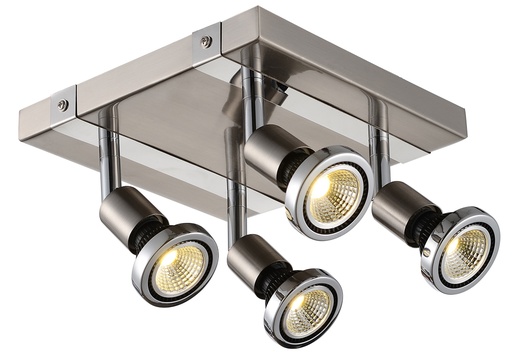 [3427025] ROBUS square spot 4xGU10 5W LED incl. satin chroom/chroom