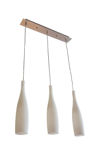 [3410081] KIRINA pendel 3xE27 geborsteld staal/melkwit glas