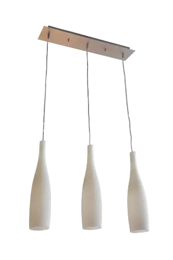 [3410081] KIRINA pendel 3xE27 geborsteld staal/melkwit glas