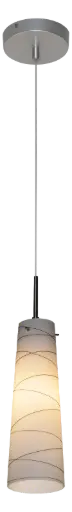 [3410085] GYLIA pendel 1xE27 satin-nikkel/wit glas zwarte lijnen