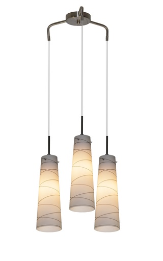 [3410086] GYLIA pendel 3xE27 satin-nikkel/wit glas zwarte lijnen