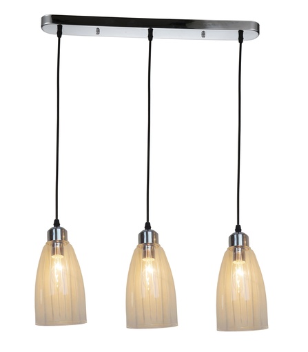 [3416128] CABO pendel chroom/helder glas 3xE14 max 40W