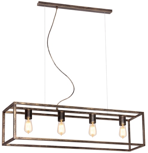 [2717011] KAGO ruggine pendule rectangle 4xE27 max 60W