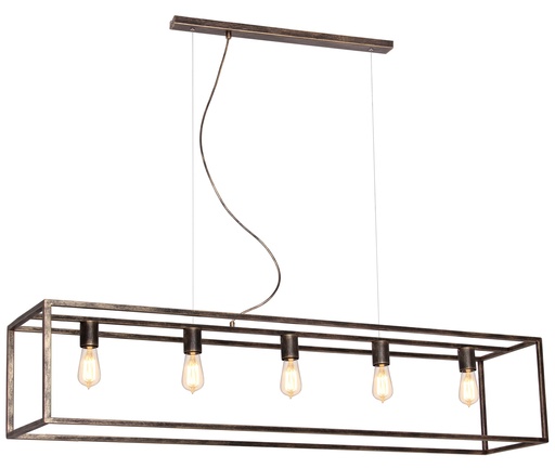 [2717012] KAGO ruggine pendel rechthoek 5xE27 150cm