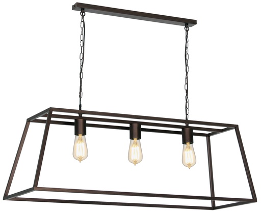 [2717026] KAGO aged copper pendule trapèze 3xE27 max 60W