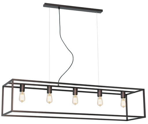 [2717032] KAGO antiek koper pendel rechthoek 5xE27 150cm