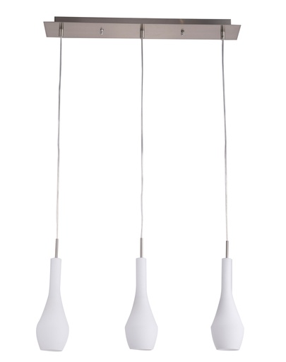 [3410111] BOTELO pendel 3xE27 nikkel/melk wit glas