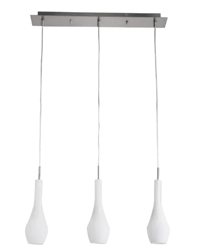 [3410111] BOTELO pendel 3xE27 nikkel/melk wit glas