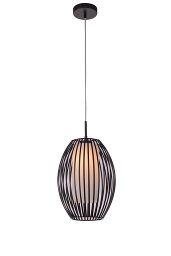 [3410120] MUNA pendel 1xE27 zwart/wit glas diam 25cm