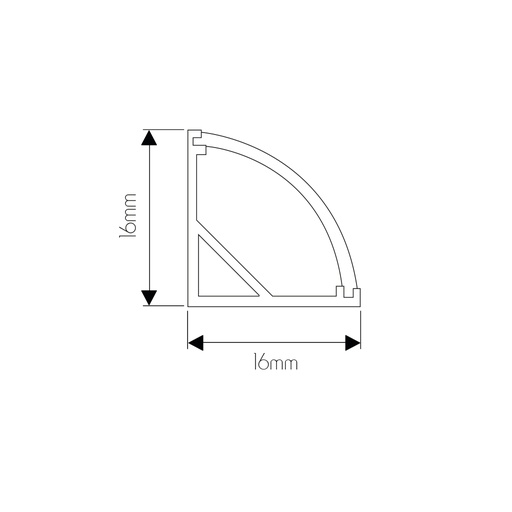 [3428111] CRONE Aluminium profile LED for strips 16*16*3000mm