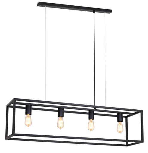 [2717051] KAGO black pendant rectangle 4xE27 max 60W