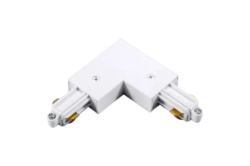 [TR0114W] TRACK mono fase L-connector binnen aarding wit