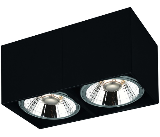 [4014307] BOX-2L vierkant zwart incl. 2x AR111 12,4W 2700K