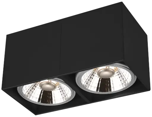 [4014307] BOX-2L vierkant zwart incl. 2x AR111 12,4W 2700K