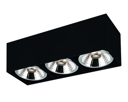 [4014308] BOX-3L vierkant zwart incl. 3x AR111 12,4W 2700K