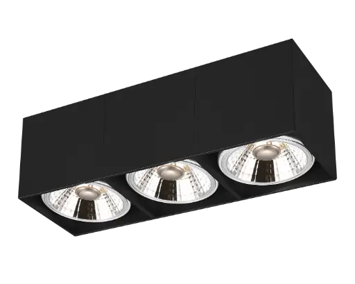 [4014308] BOX-3L vierkant zwart incl. 3x AR111 12,4W 2700K
