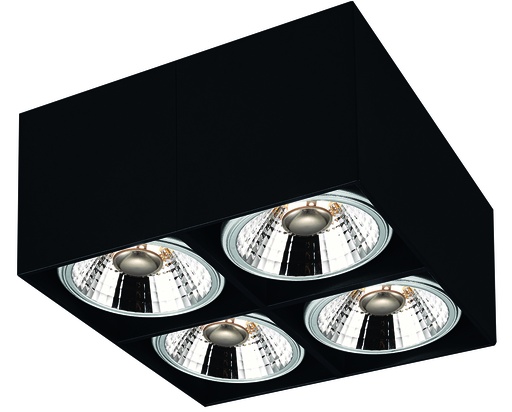 [4014309] BOX-4L vierkant zwart incl. 4x AR111 12,4W 2700K