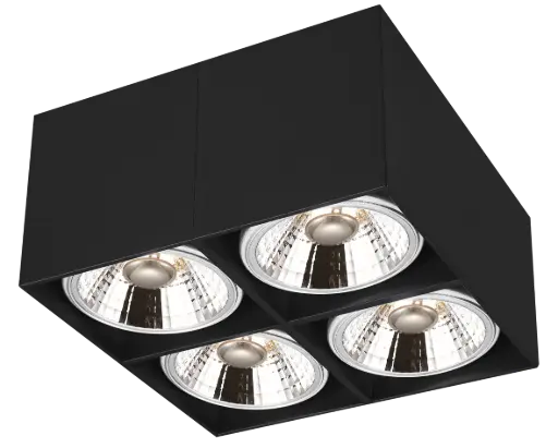 [4014309] BOX-4L vierkant zwart incl. 4x AR111 12,4W 2700K