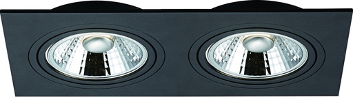 [4014126] ZOOM AR111 SQ 2L inbouwspot zwart incl. 2x AR111 12,4W 2700K