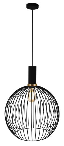 [3432131] OONAH 1xE27 D450xH550 Zwart / goud + 3m kabel zwart stof