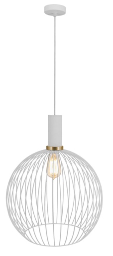 [3432132] OONAH 1xE27 D350xH440 Wit / goud + 3m kabel wit stof