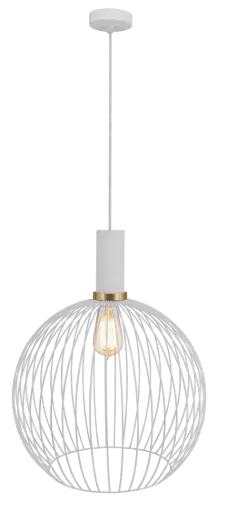 [3432132] OONAH 1xE27 D350xH440 Wit / goud + 3m kabel wit stof