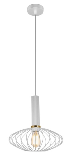 [3432134] OONAH 1xE27 D290xH300 Wit / goud + 3m kabel wit stof
