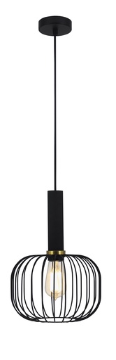 [3432137] OONAH 1xE27 D250xH360 Zwart / goud + 3m kabel zwart stof