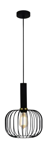 [3432137] OONAH 1xE27 D250xH360 Zwart / goud + 3m kabel zwart stof