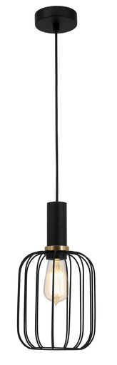 [3432139] OONAH 1xE27 D160xH320 Zwart / goud + 3m kabel zwart stof