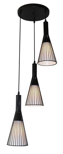 [3403526] THAN pendel 3x E27 mat zwart + witte kap