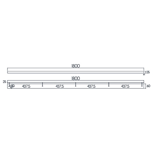 [3432129] Losse opbouw basis voor pendels 5x, wit, 180cm