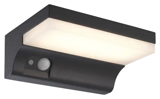 [3429075] NORD Wand licht IP65 2W SMD LED 3000K, solar + sensor, zwart