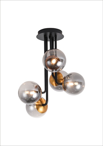 [3416263] TSURU plafond 5x G9 LED incl. mat zwart/brons