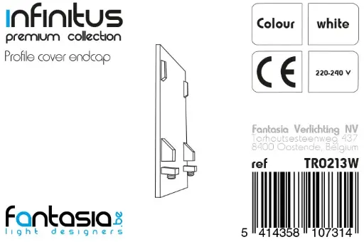 [TR0213W] INFINITUS Profiel Cover eindkap wit