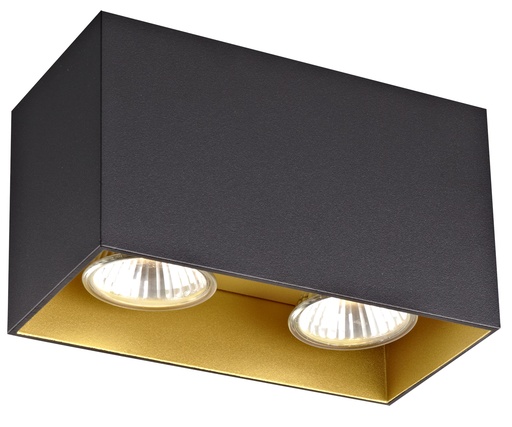 [4014447] BABAR Plafondlicht zwart / goud vierkant 2xGU10 excl (max 50W)