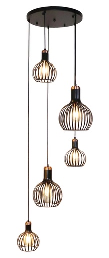 [3403549] RAGA 5x E27 pendel zwart+koper