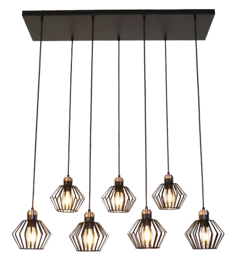 [3403567] SHURU pendant 7x E27 black + copper