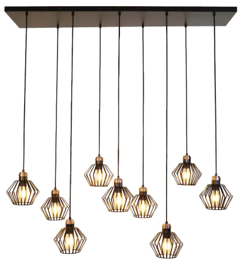 [3403568] SHURU pendant 9x E27 black + copper