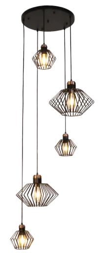 [3403569] SHURU pendant 5x E27 black + copper