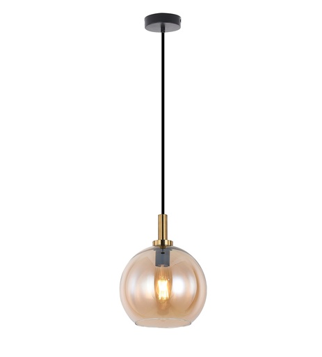 [3403611] OSIRA Pendel E27 Zwart + goud, amber glas Ø250mm
