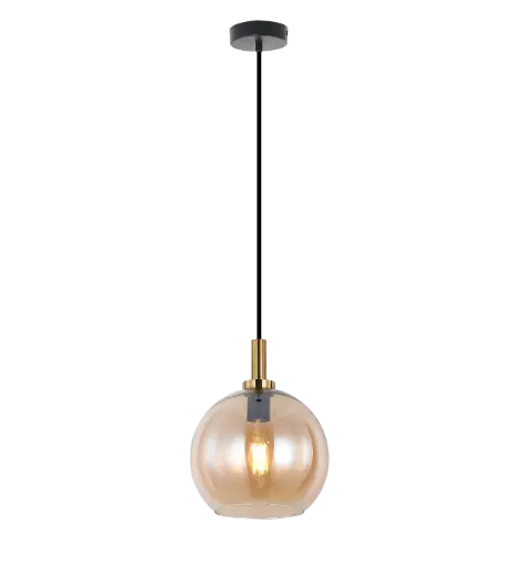 [3403611] OSIRA Pendel E27 Zwart + goud, amber glas Ø250mm