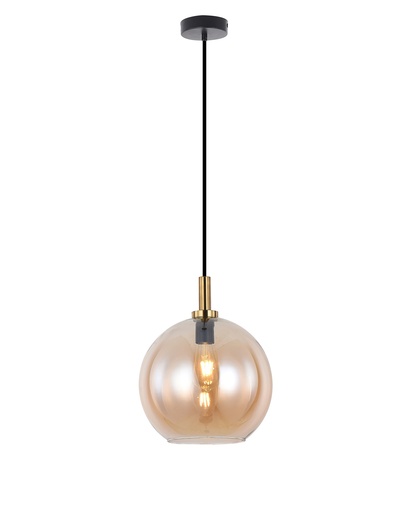 [3403612] OSIRA Pendel E27 Zwart + goud, amber glas Ø300mm