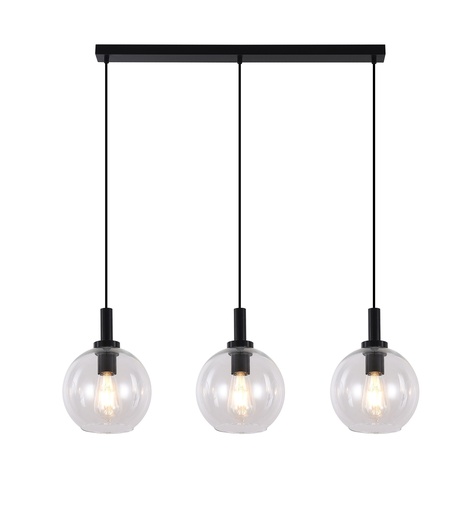 [3403623] OSIRA Pendel E27 3L Zwart, helder glas 3x Ø200mm