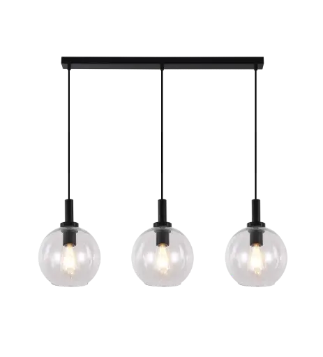 [3403623] OSIRA Pendel E27 3L Zwart, helder glas 3x Ø200mm