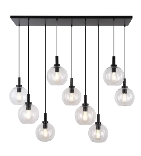 [3403626] OSIRA Pendel E27 9L Zwart, helder glas 9x Ø200mm