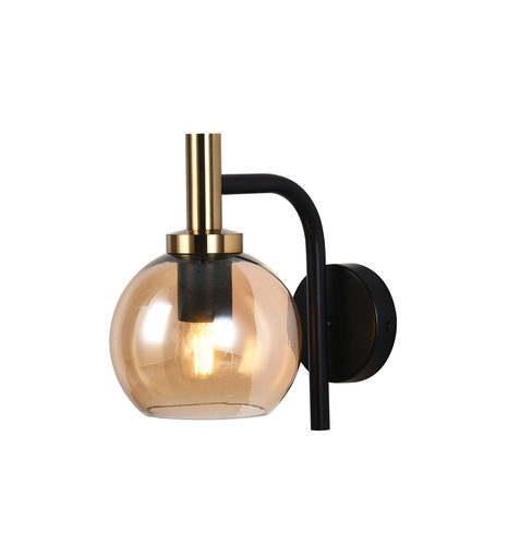 [3403617] OSIRA Wandlicht E27 Zwart + goud, amber glas Ø150mm