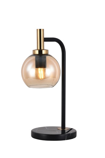 [3403618] OSIRA Tafellamp E27 Zwart + goud, amber glas Ø150mm