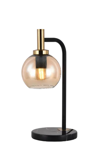 [3403618] OSIRA Tafellamp E27 Zwart + goud, amber glas Ø150mm