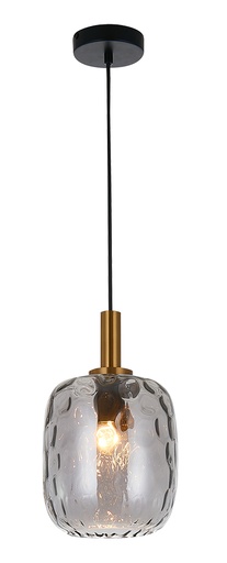 [3403662] OKIRU Pendel E27 Zwart + as grijs glas Ø180mm